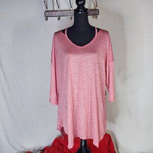 Terra and Sky Rose Dust Poly Rayon Cardi Lgth Fashion Tee Generous Fit Sz 0X 14W